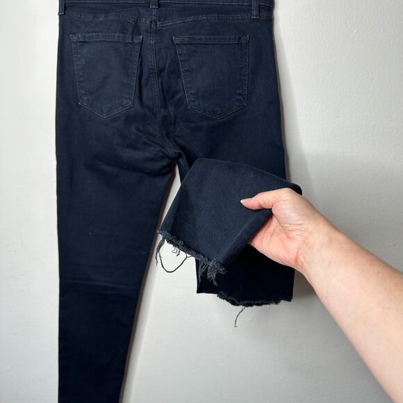 J Brand Crop Raw Hem Mid Rise Super Skinny Dark Blue Mercy Distressed Jeans 27 - Picture 9 of 14